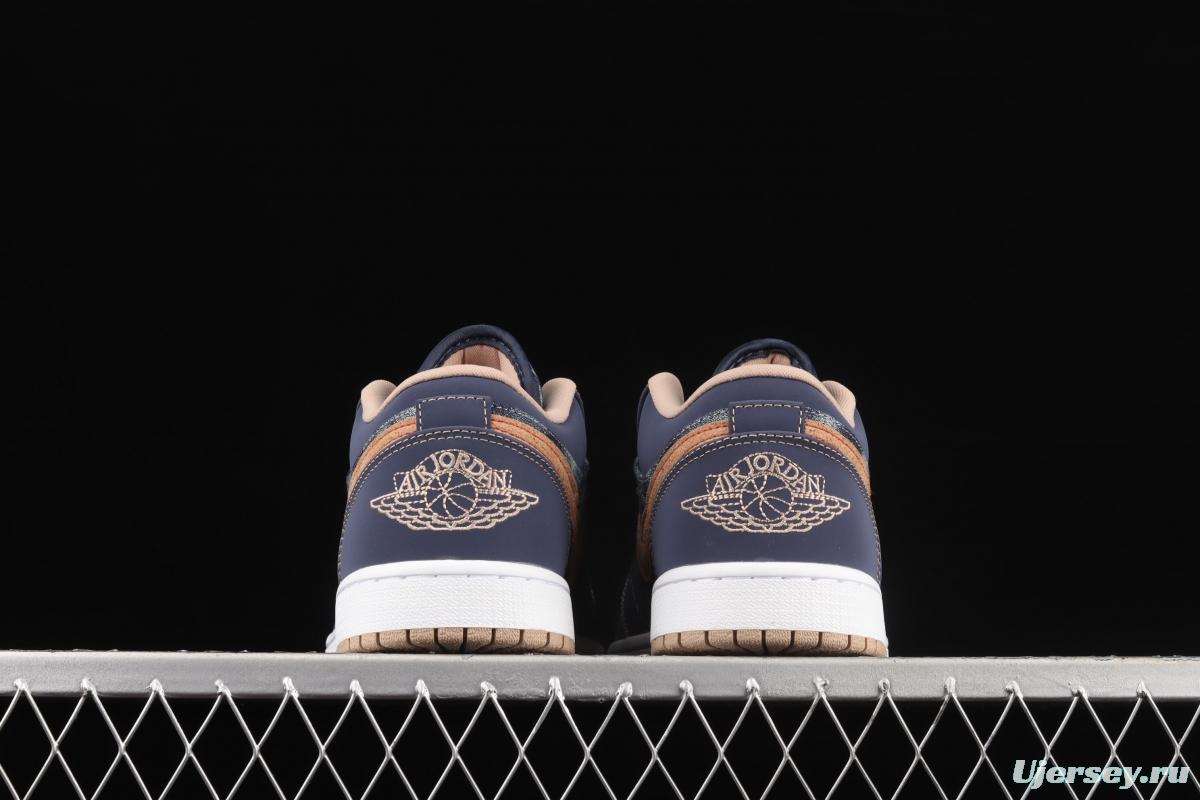 Air Jordan 1 Low dark blue denim low side culture leisure sports shoes DH1259-400