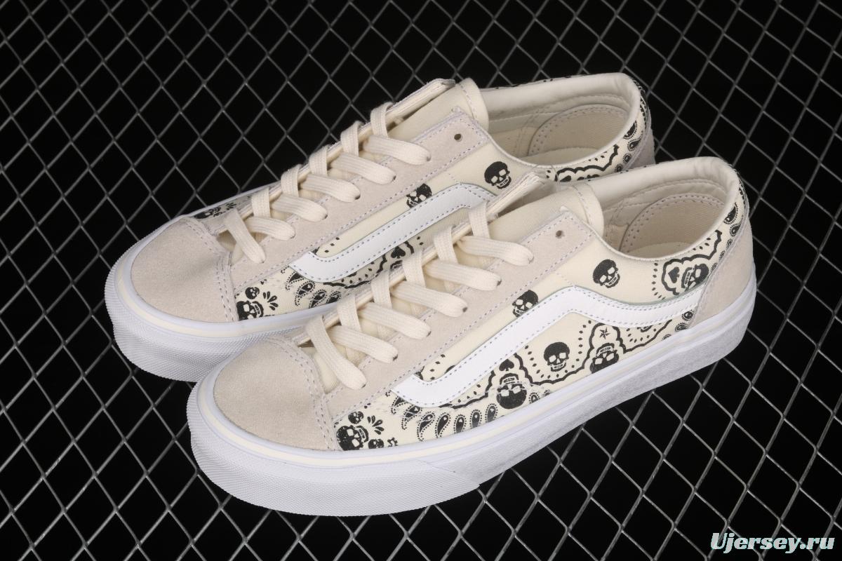 Vans Style 36 million skull print low side vulcanized canvas casual shoes VN0A4BVEN8K White Skeleton