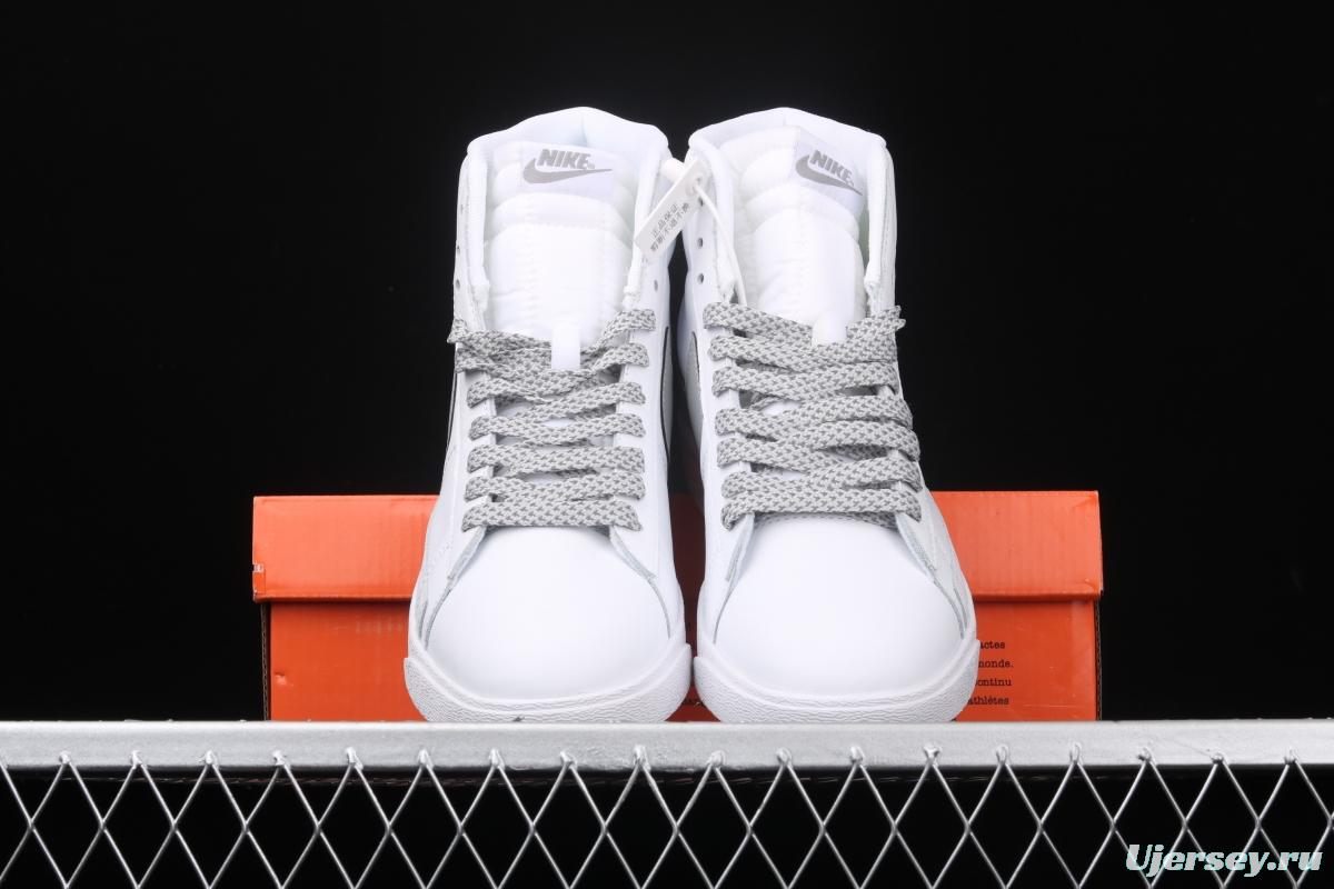 NIKE Blazer Retro Trail Blazers 3M reflective all-white high-top casual board shoes 845054-106