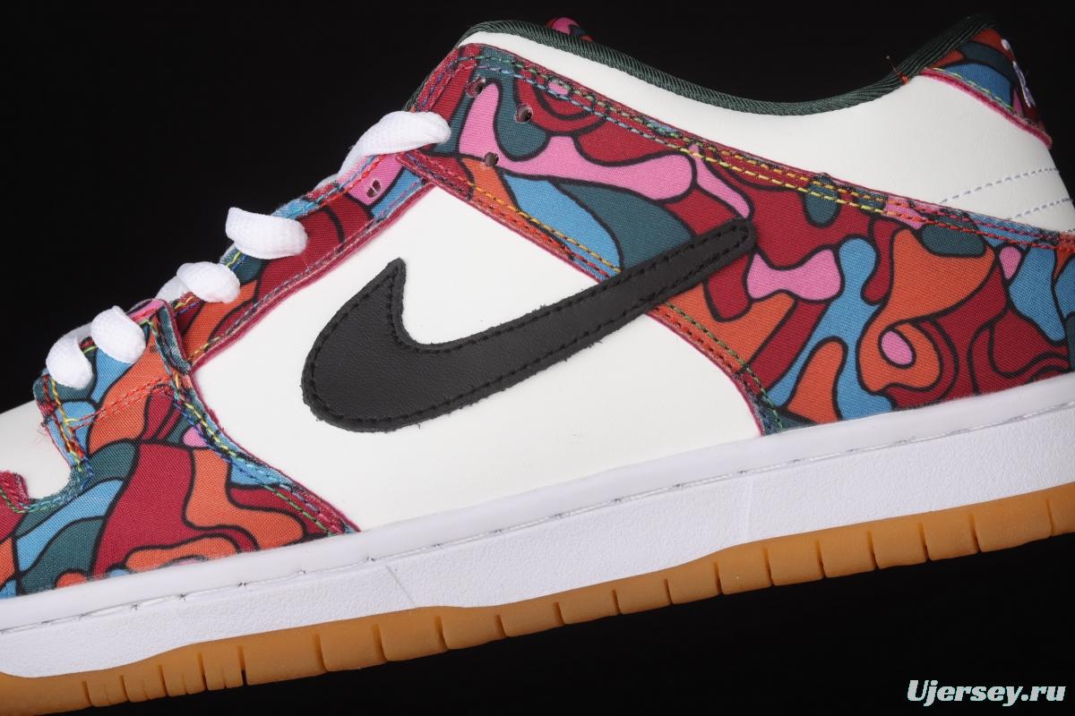 Parra x NIKE DUNK SB Low Pro White, Blue and Red Abstract Art Olympic Slam Dunk Series retro low-side leisure sports skateboard shoes DH7695-600