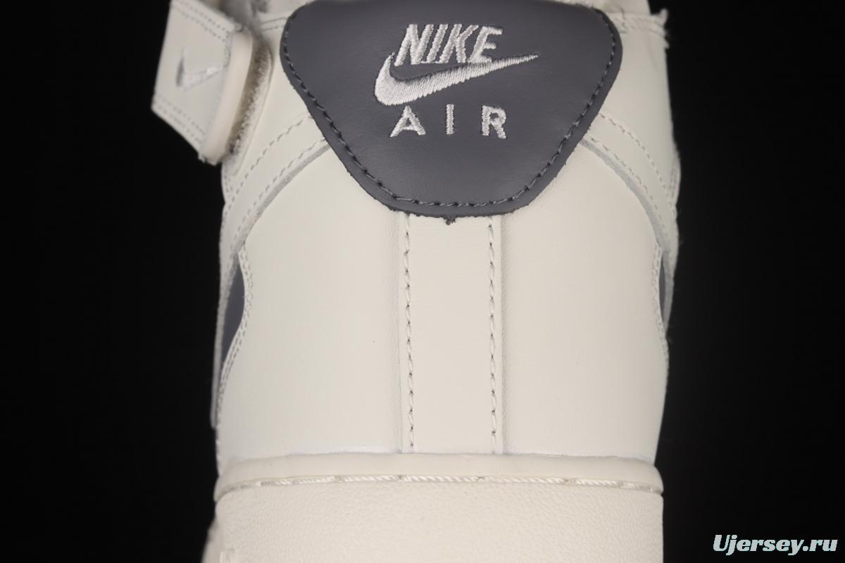 NIKE Air Force 1 Mid'07 Rice White Grey medium-top casual board shoes LZ6819-609