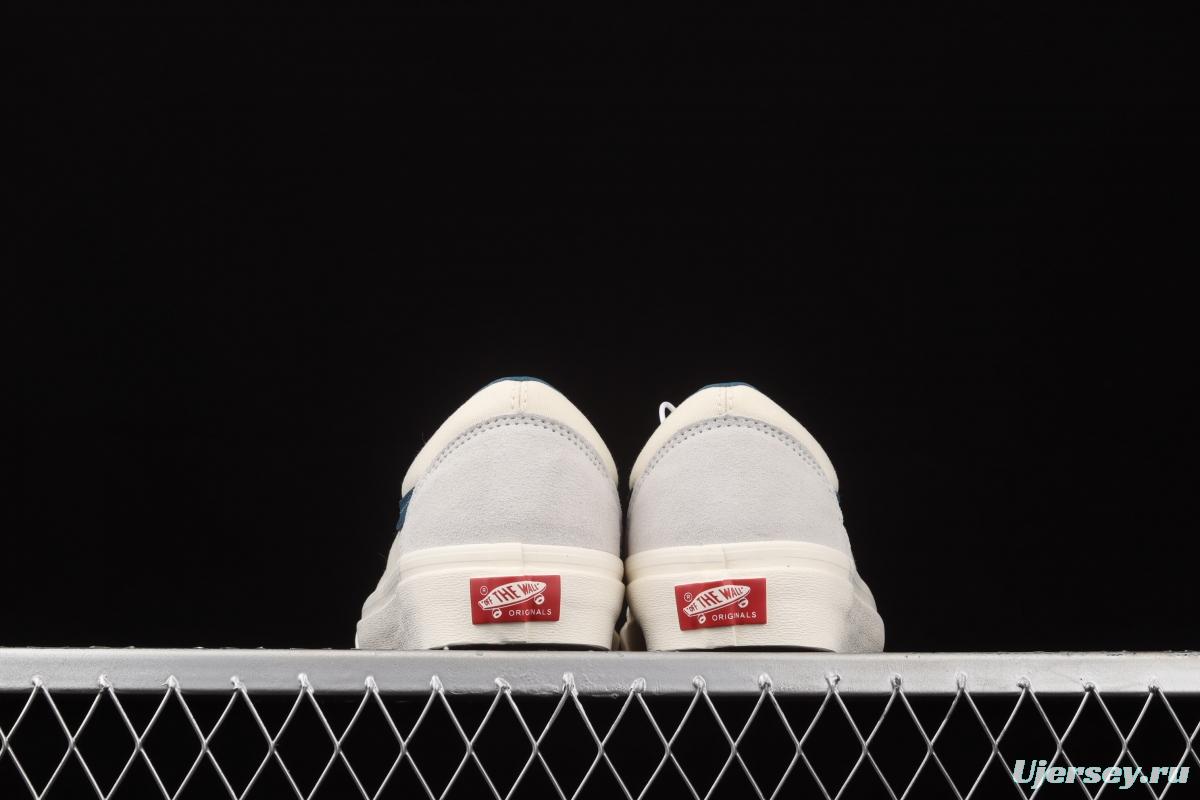 Vans Old Skool Lx white suede inner blue leather spliced canvas retro casual shoes VN0A38G1QKK