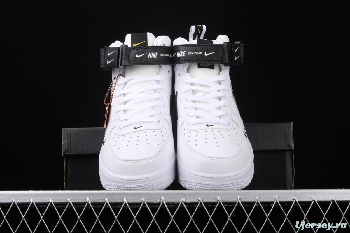 NIKE Air Force 1 Mid'07 Lv8 white and black simple edition OW letter casual board shoes 804609-103