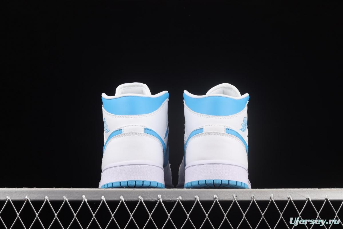 Air Jordan 1 Mid Lake Blue Zhongbang Basketball shoes BQ6472-114