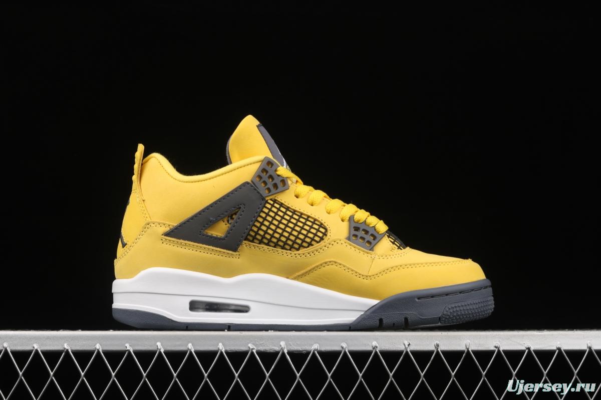 Air Jordan 4 Lightning repeated engraving of white and yellow electric masterbatch basketball shoes CT8527-700