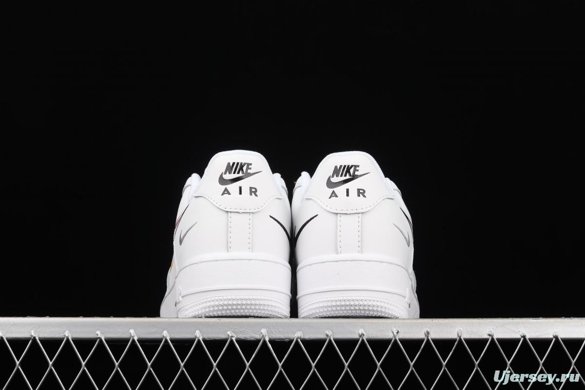 NIKE Air Force 1 Low Multi Swoosh all-white colorful low-top casual board shoes DM9096-100