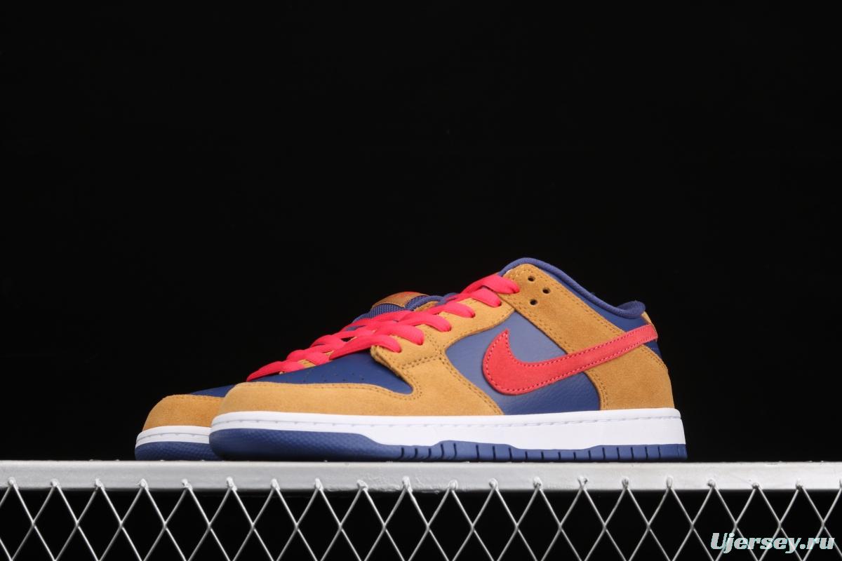 NIKE SB DUNK Low SB shredded backboard dark brown white and yellow color matching fashion leisure board shoes BQ6817-700