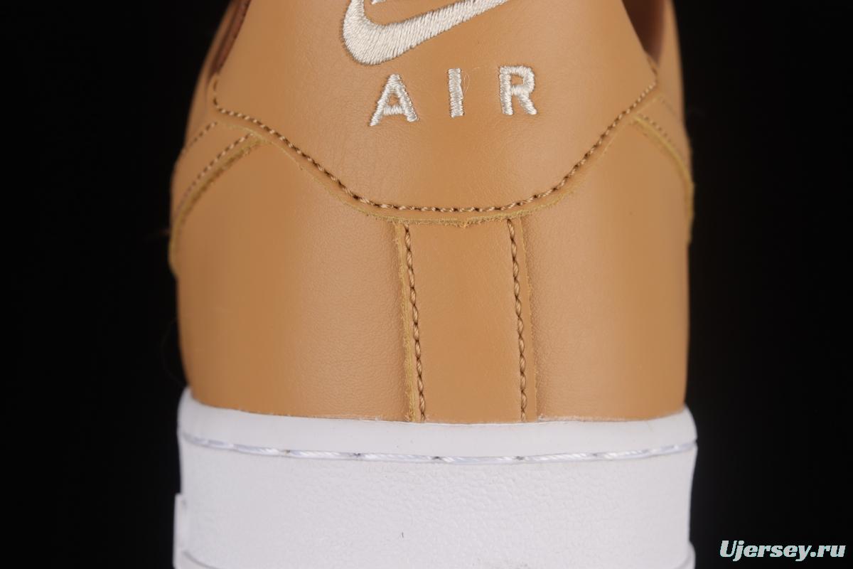 NIKE Air Force 1'07 Low milk tea brown canvas leather color matching low-top casual sneakers DJ6395-100