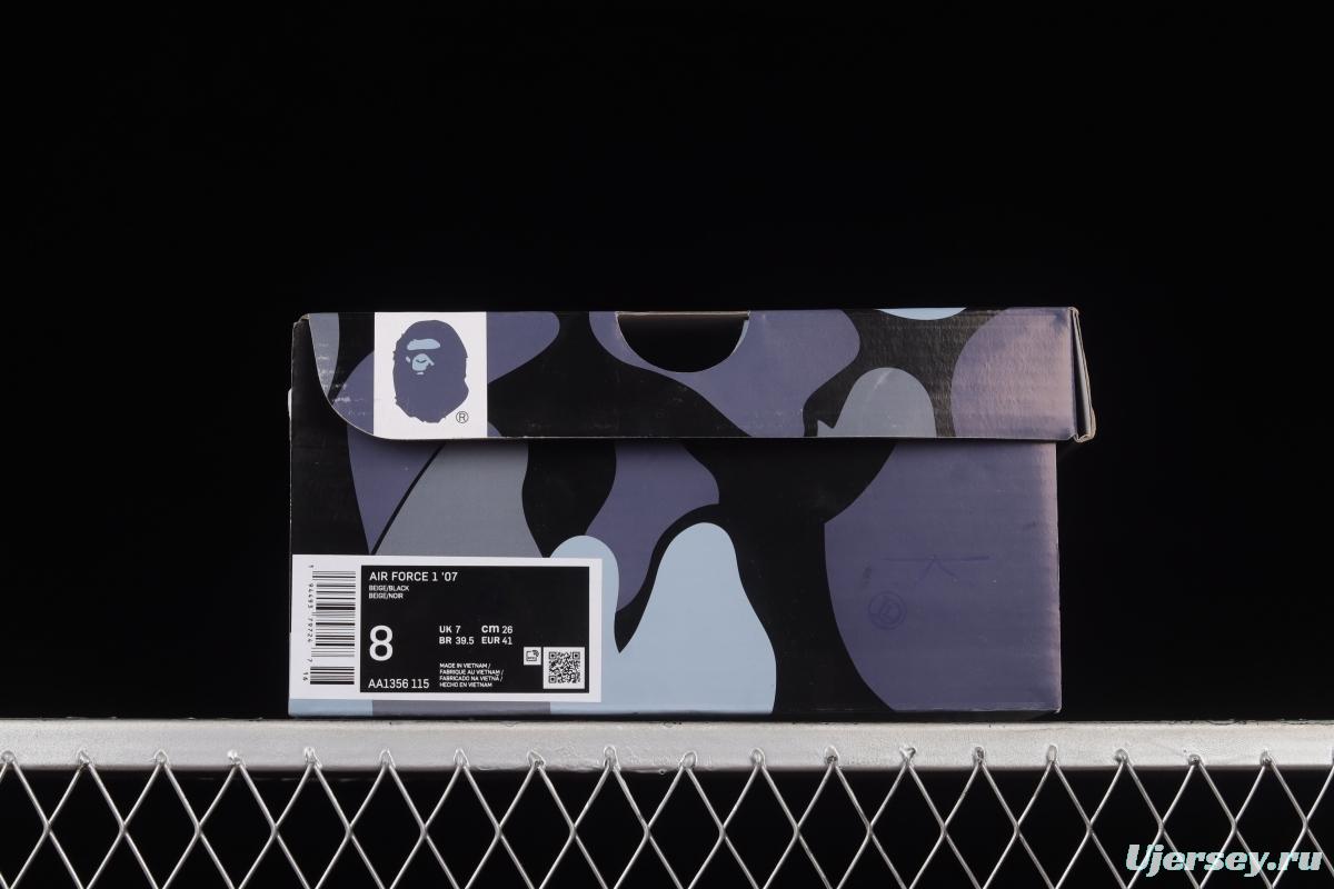 Bape x NIKE Air Force 1'07 Low ape head low-top casual sneakers AA1356-115