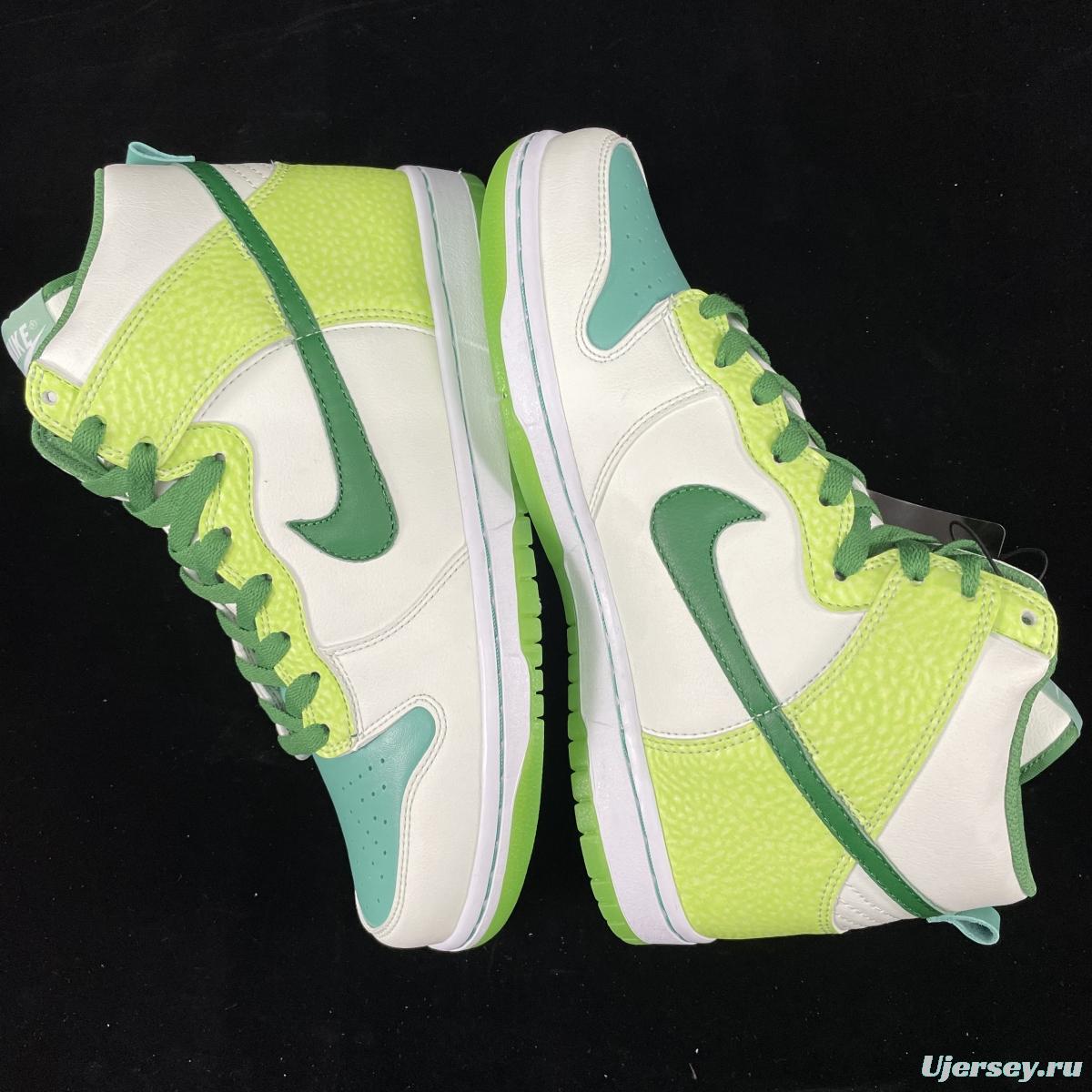 NIKE DUNK High Premium 'Glow In The Dark 2' luminous white and green dunk series retro high-top leisure sports skateboard shoes 312786-131