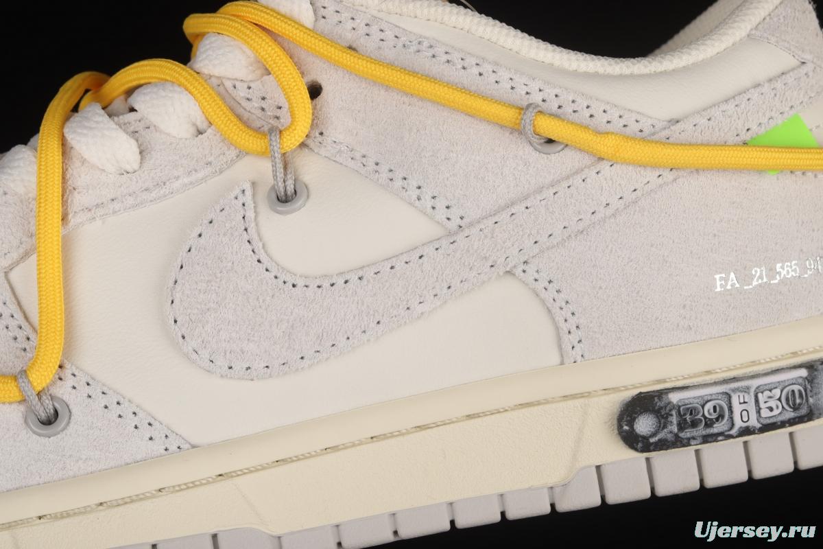 OFF-White x NIKE DUNK Low OW white gray leisure sports skateboard shoes DJ0950-109