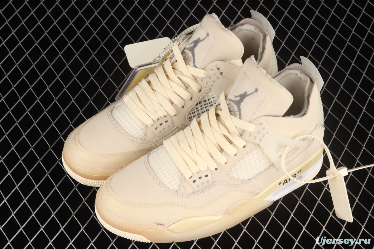 OFF-White x Air Jordan 4 Retro Cream/Sail help retro leisure sports culture basketball shoes CV9388-100