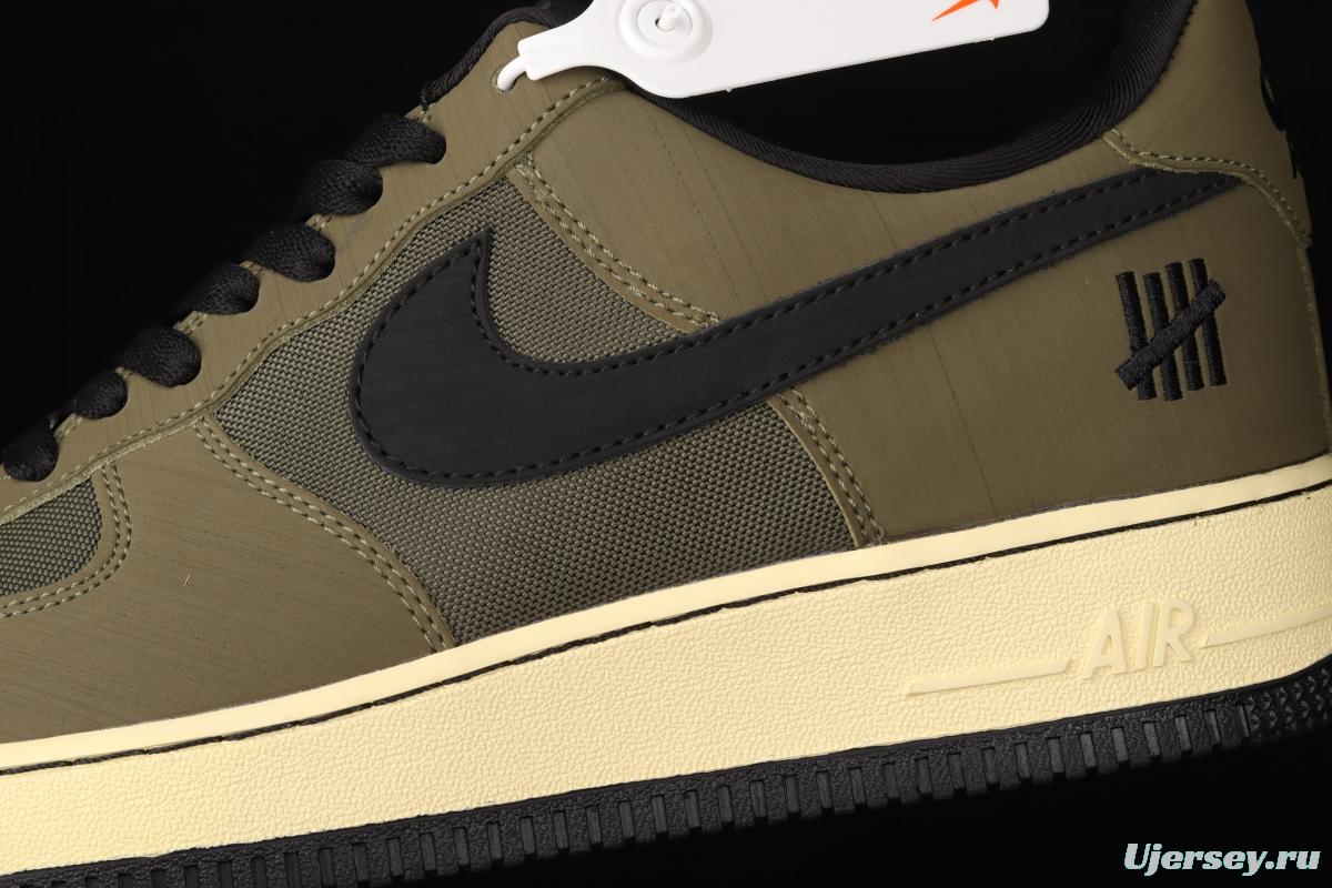 Undefeated x NIKE Air Force 1 Low SP Ballistic olive green sail leather splicing low-side leisure sports board shoes DH3064-300