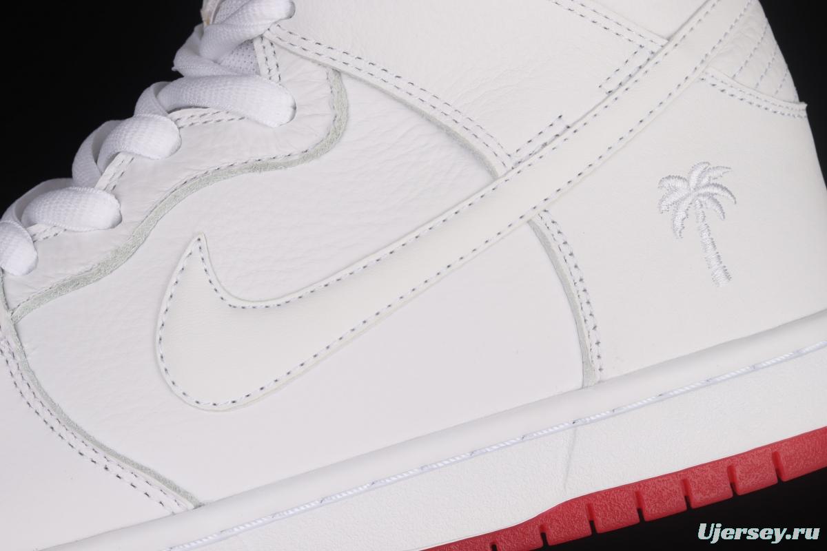 NIKE DUNK SB Zoom High Pro Qs white and red scraping, white coconut SB crushing rebounds, high upper shoes AH9613-116