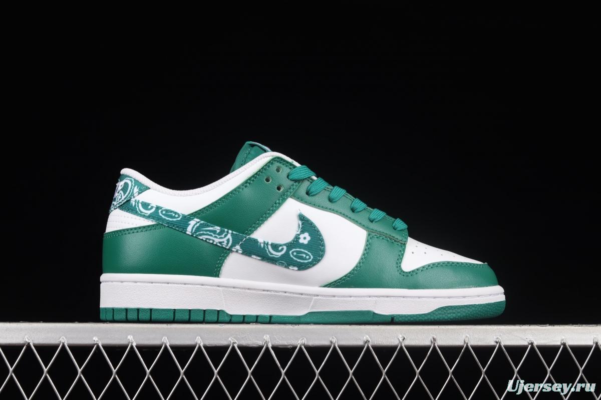 NIKE DUNK Low Green Paisley cashew nuts white and green SB buckle rebound fashion casual board shoes DH4401-102