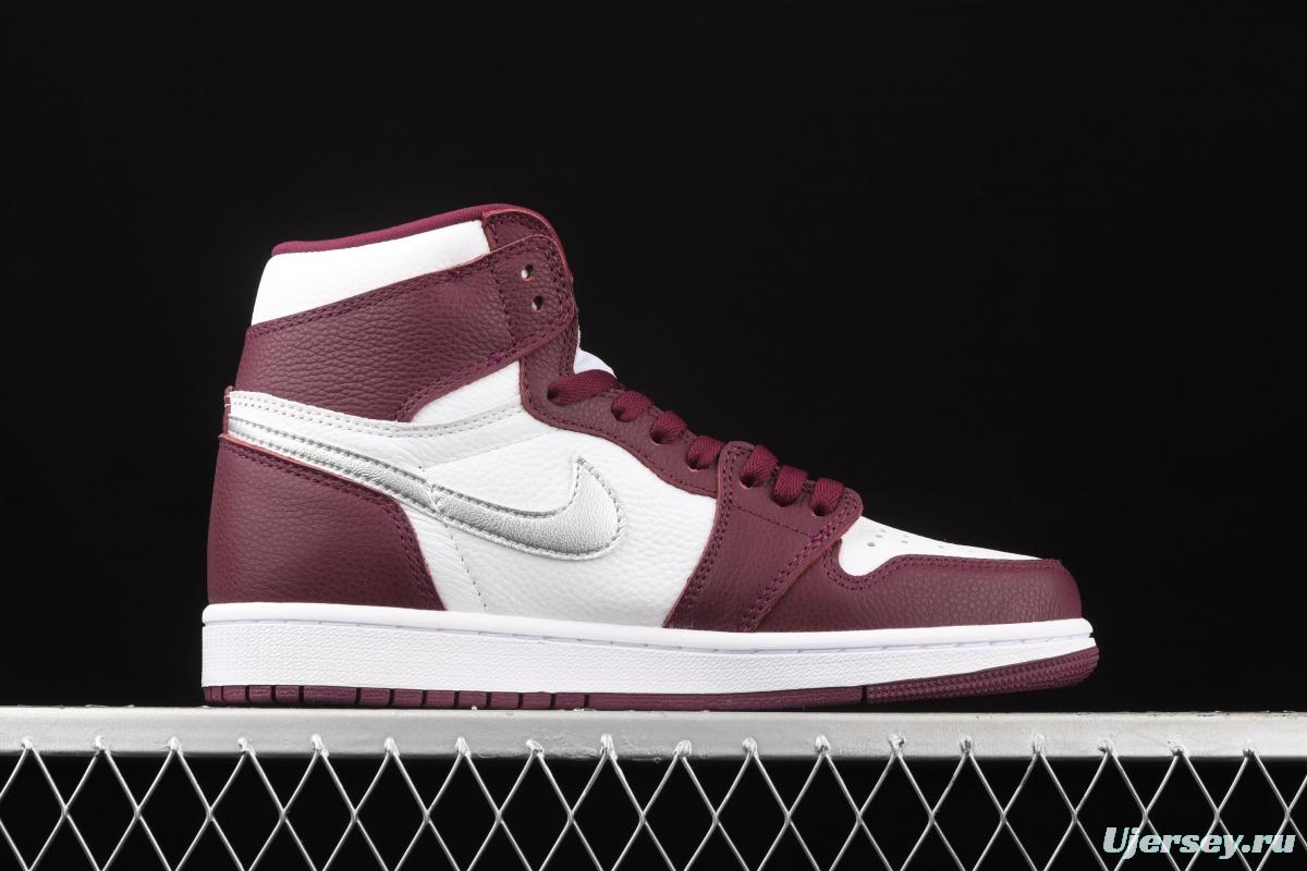 Air Jordan 1 Retro High OG Bordeaux Bordeaux burgundy high top basketball shoes 555088-611