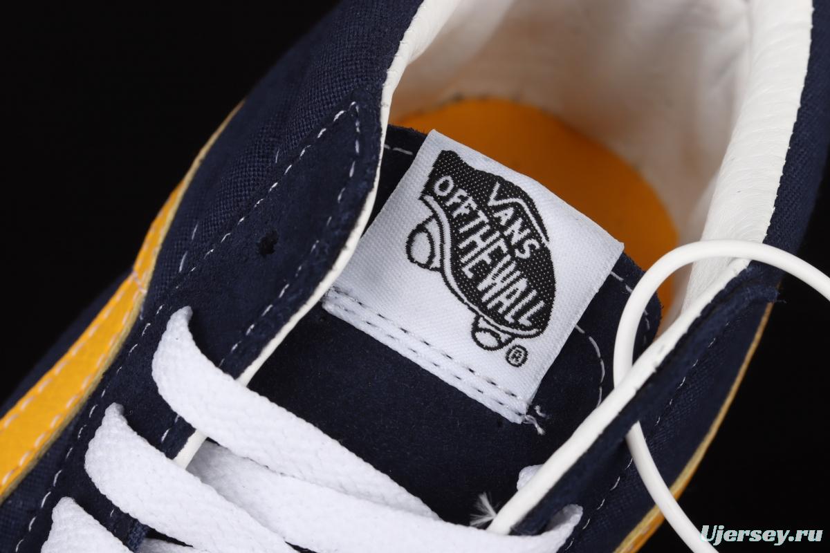 Vans Sk8-Mid blue and yellow color splicing of vintage classic canvas skateboard shoes VN0A3WM34PL