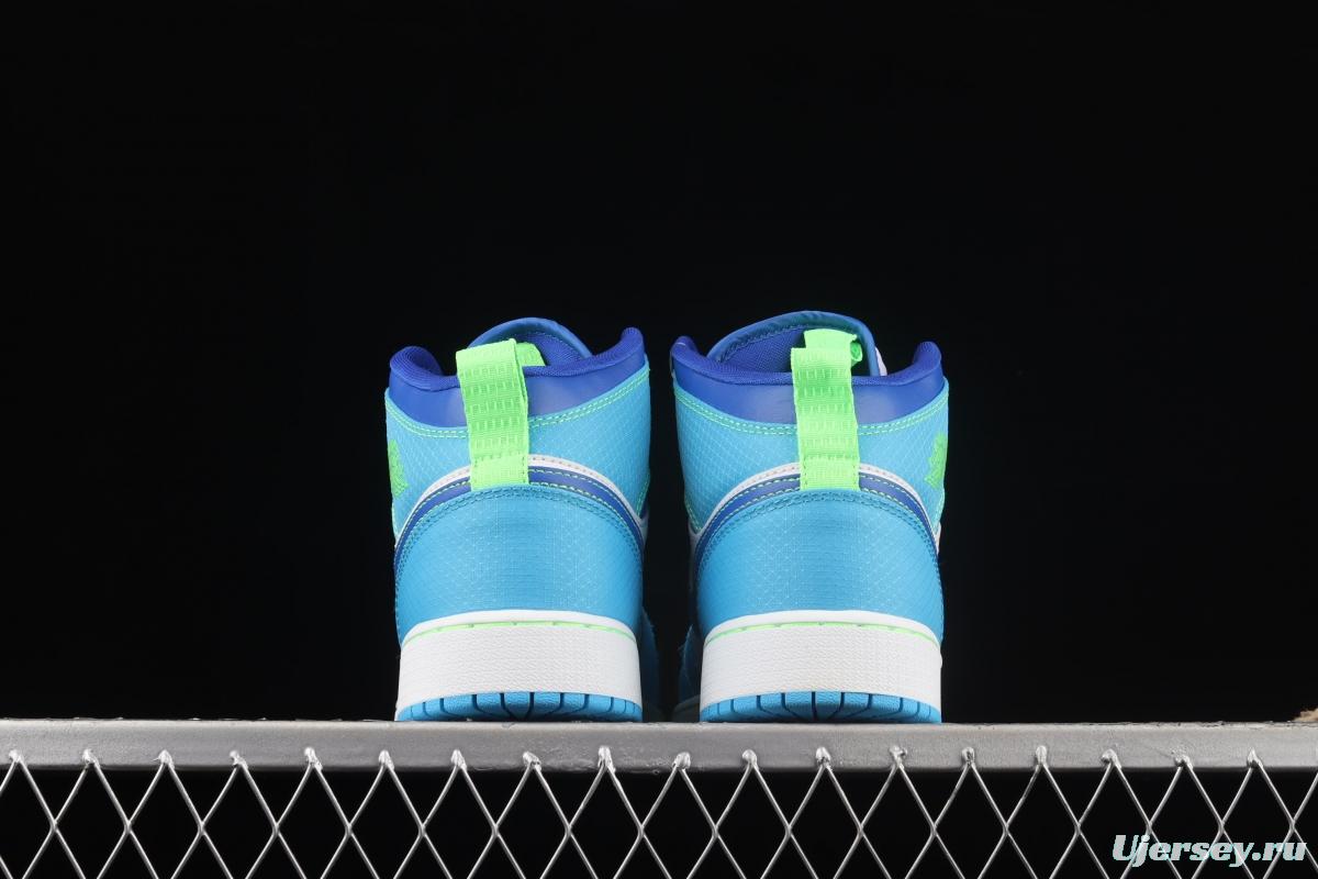 Air Jordan 1 Mid blue and green Chinese culture basketball shoes DA8010-400