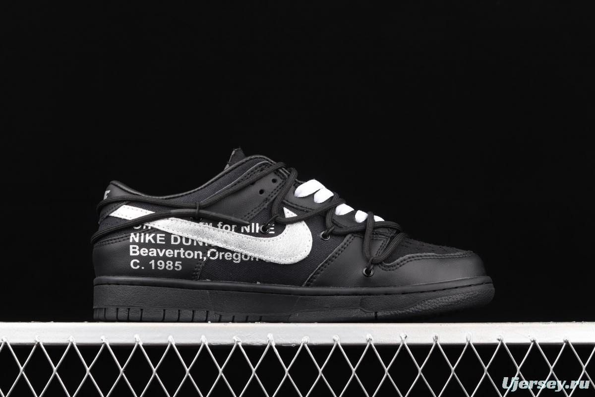 OFF-White x NIKE DUNK Low 04 of 50 OW all black casual sports skateboard shoes DM1602-001