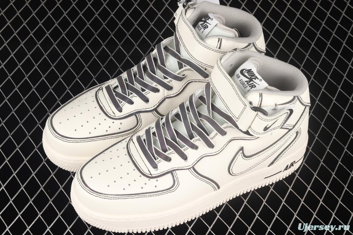 NIKE Air Force 1x 07 Mid laser rice white 3M reflective medium side leisure sports board shoes AQ2898-008