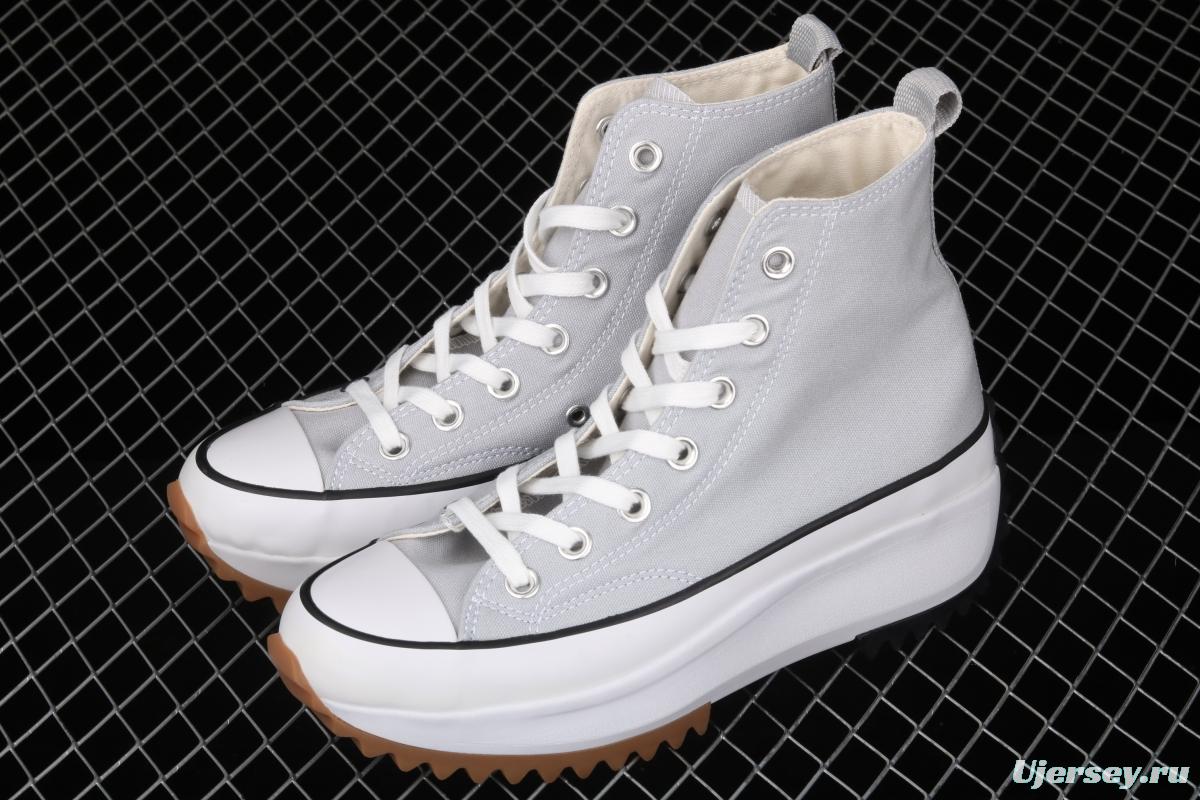 Converse Run Star x JW Anderson joint style grey high-top thick-soled canvas shoes 170552C