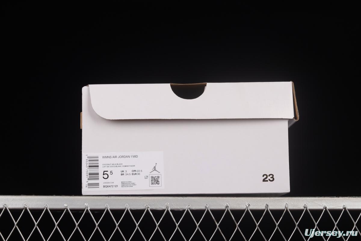 Air Jordan 1 Mid milk white coconut milk Zhongbang basketball shoes BQ6472-121