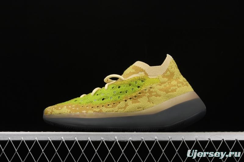 Adidas Yeezy Boost 380 Hylte Glow FZ4990 Kanye jointly limited coconut 380 fluorescent yellow luminous running shoes