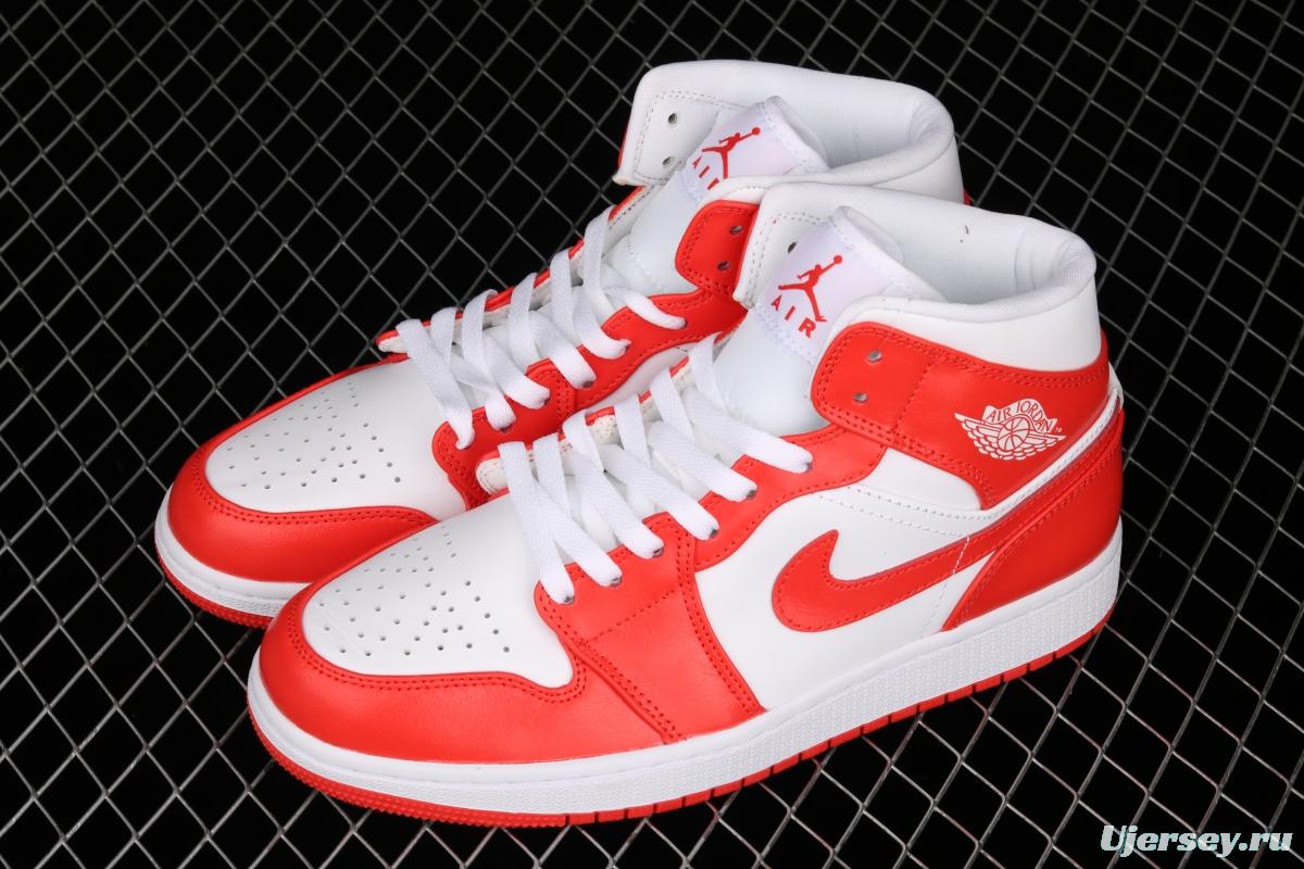 Air Jordan 1 Mid White Orange Zhongbang Leisure Sports Board shoes BQ6472-116