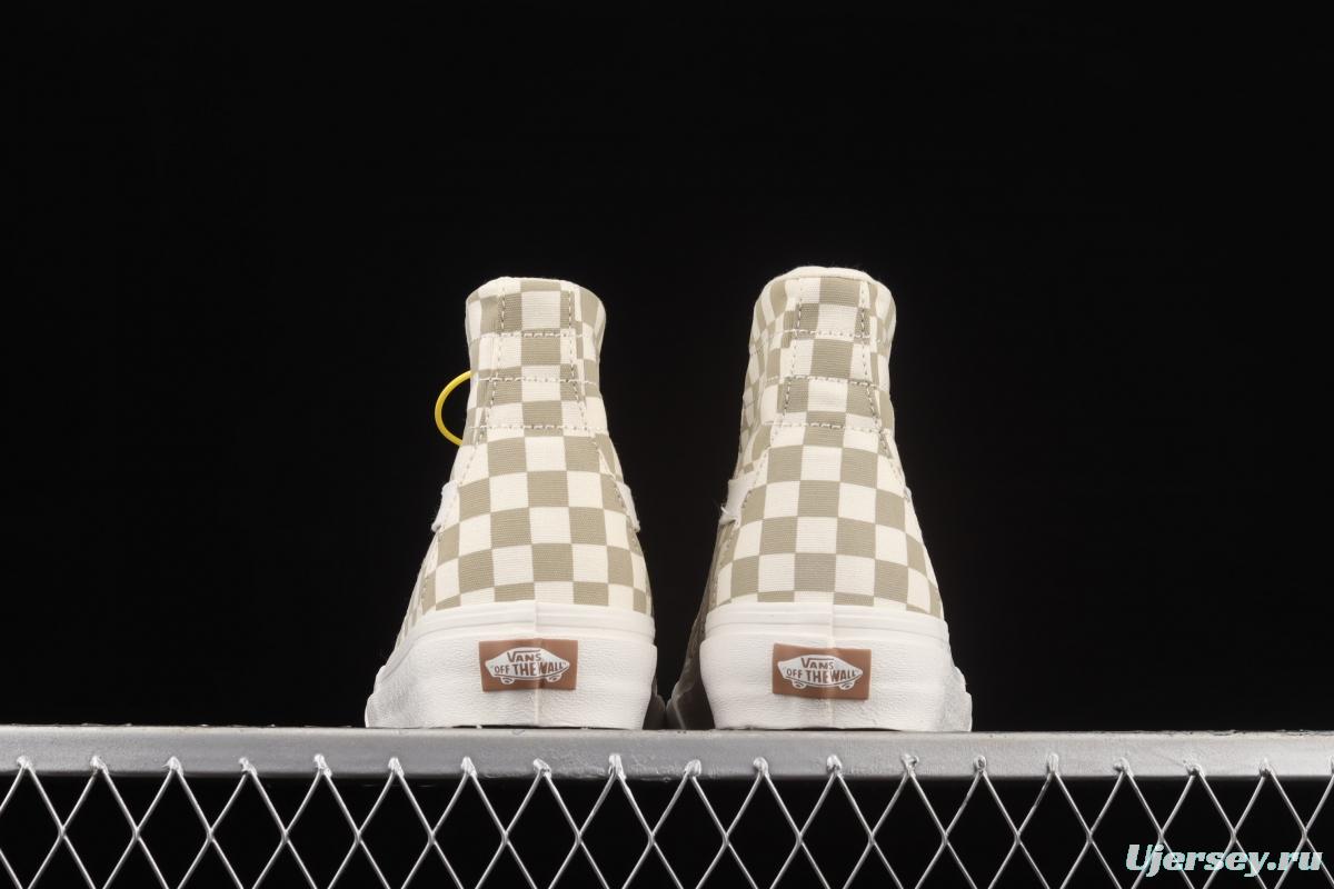 Vans SKate SK8-Hi milk brown plaid high-top professional skateboard shoes VN0A4U169F01