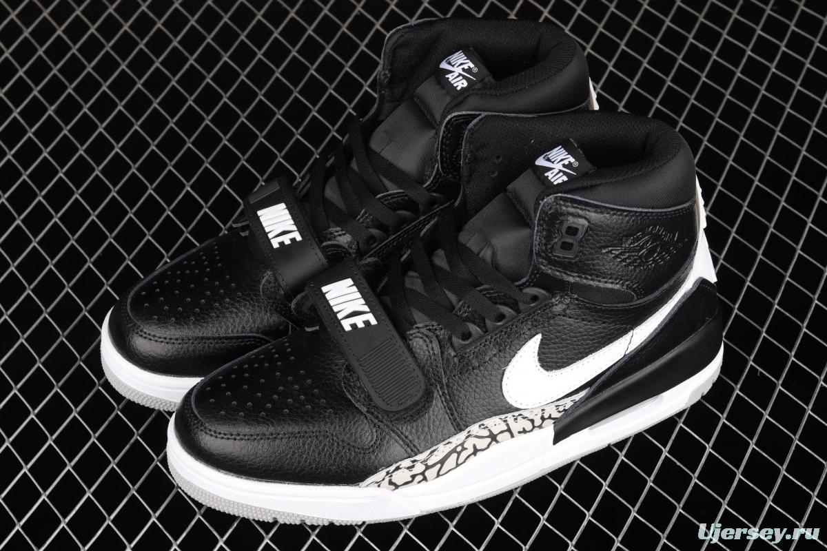 Jordan Legacy 312 all-black and white Velcro three-in-one board shoes AV3922-001