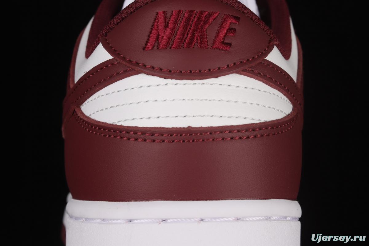 NIKE SB DUNK Low Prm wine red and white color SB buckle rebound fashion leisure board shoes DD1503-108