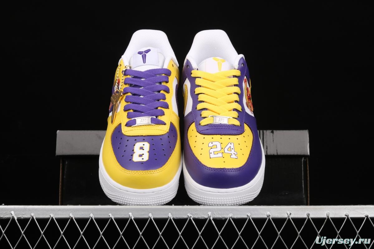 NIKE Air Force 1: 07 co-signed Kobe Bryant Lakers LA white and purple shoes with yellow color low-top casual shoes 315122-118