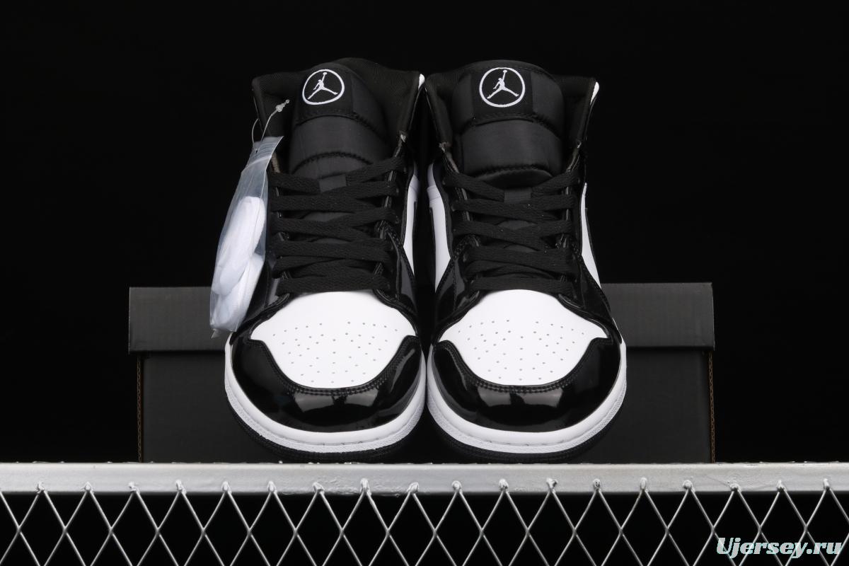 Air Jordan 1 Mid All-Star Bang all-Star Black and White lacquered Leather Leather Leisure Sport Board shoes DD1649-001