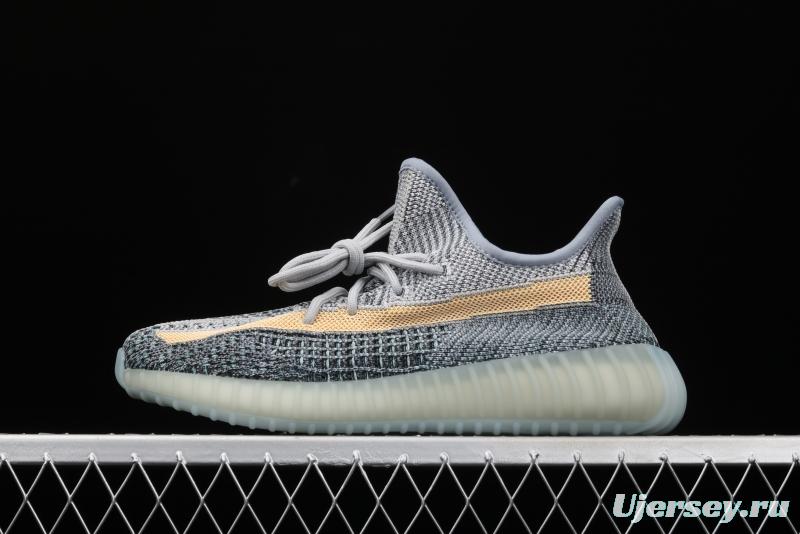 Adidas Yeezy 350 Boost V2 Ash Blue GY7657 Darth Coconut 350 second generation hollowed-out water-washed tannins color matching