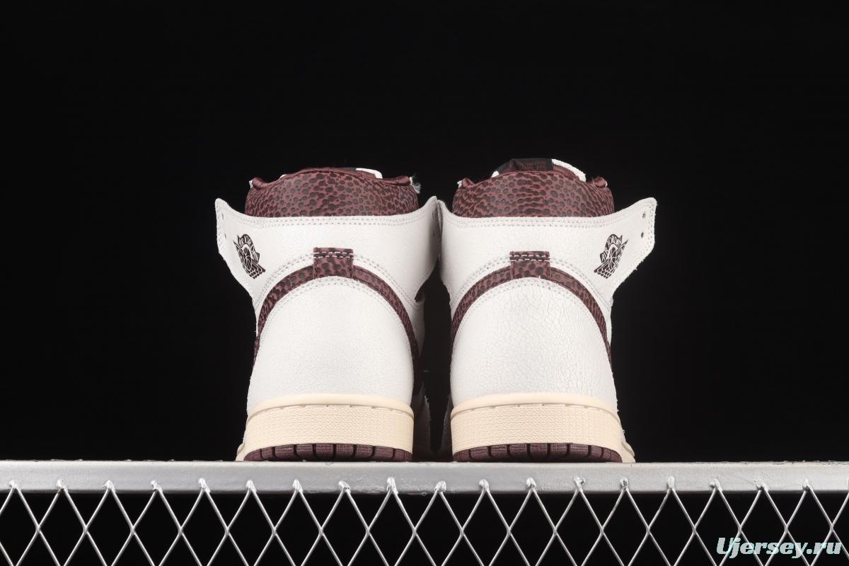 A Ma Maniere x Air Jordan 1 High OG co-branded snakeskin high top basketball shoes DO7097-100