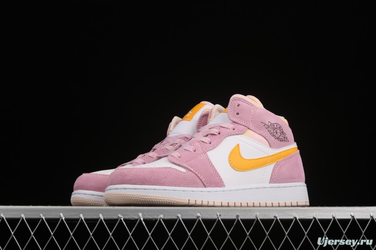 Air Jordan 1 Mid Junior Women's Powder Zhongbang Basketball shoes DC9517-600