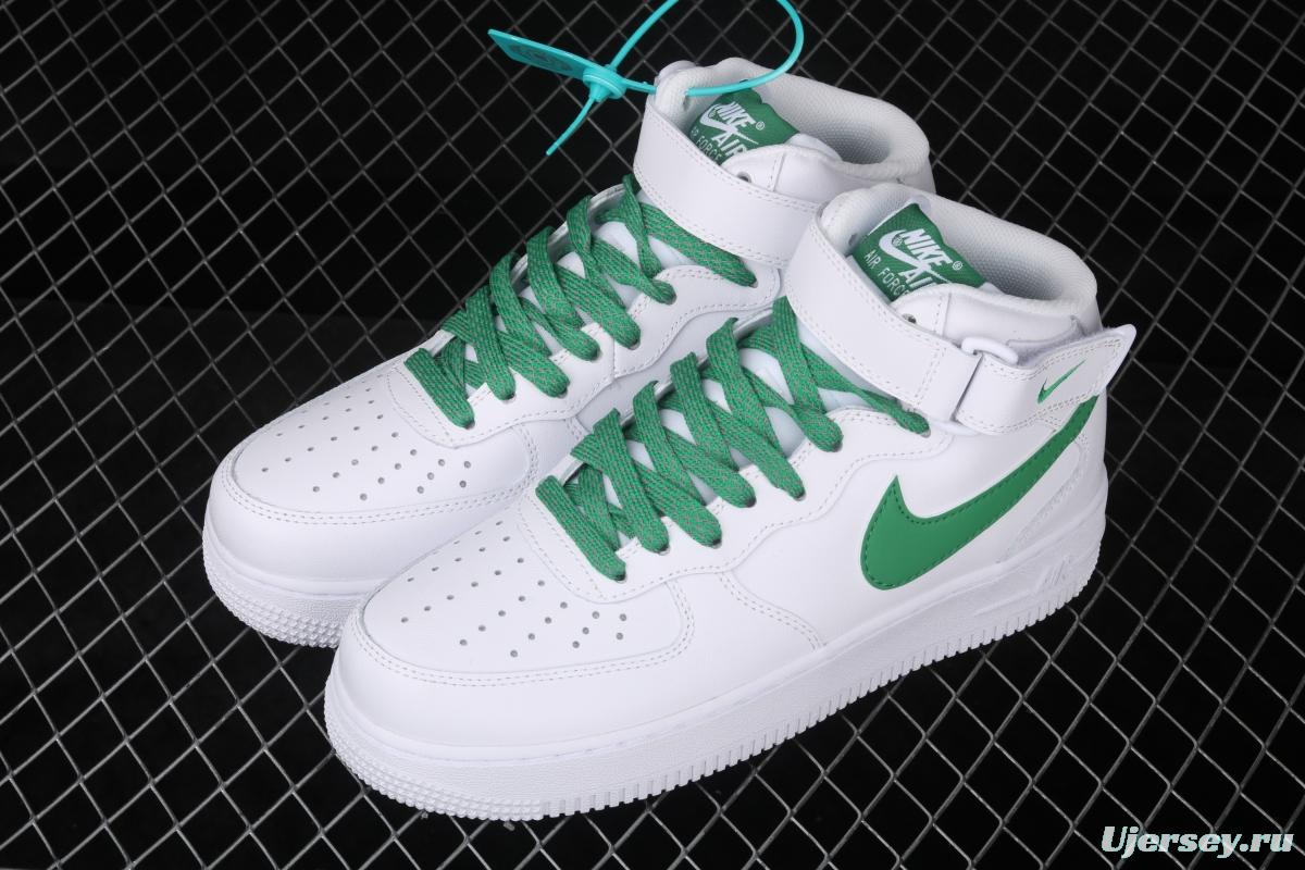 NIKE Air Force 1x07 Mid white and green 3M reflective medium-top casual board shoes 366731-909