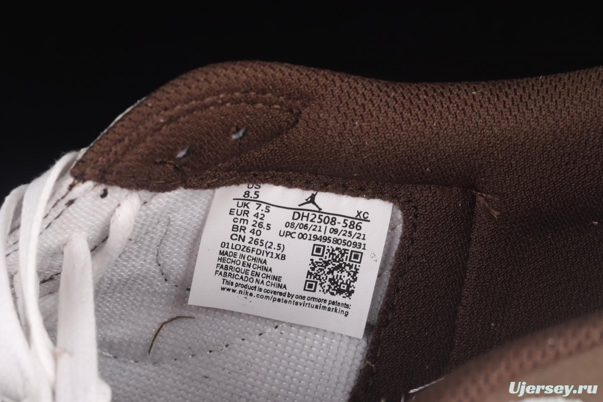 Travis Scott x Air Jordan 1 Low OG inverted white brown suede low top basketball shoes DM2508-586