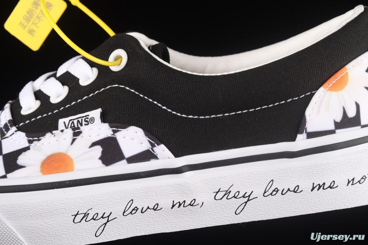 Vans Era black checkerboard daisies low upper canvas shoes VN0A5KX5B0B