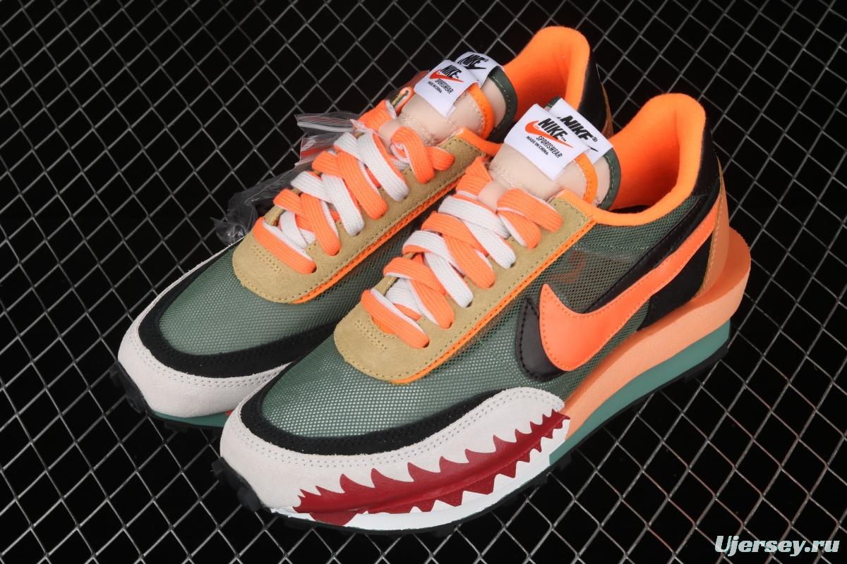 BAPE Shark Mouth x Sacai x Nike LVD Waffle Daybreak co-signed catwalk style double hook Swoosh running shoes BV0073-081