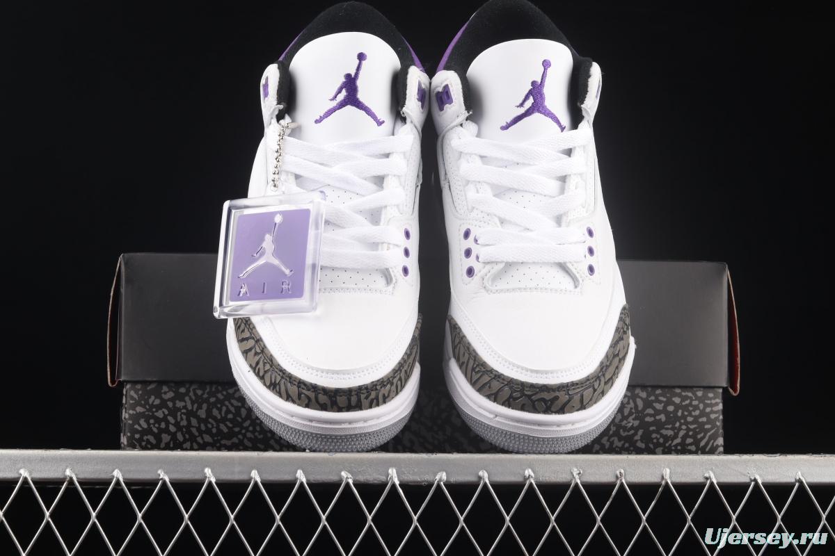 Air Jordan Retro Dark Iris AJ3 Joe 3 White and Purple cement CT8532-105