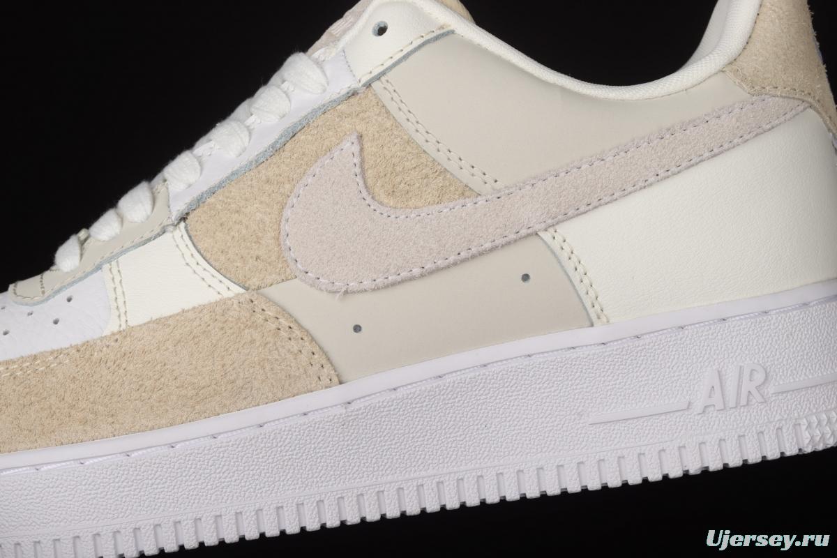 NIKE Air Force 11607 Beach Coconut Milk Leather Milk Tea splicing low-top leisure sports board shoes DD6618-100