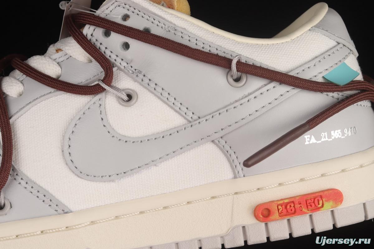 OFF-White x NIKE DUNK Low OW white gray leisure sports skateboard shoes DM1602-102