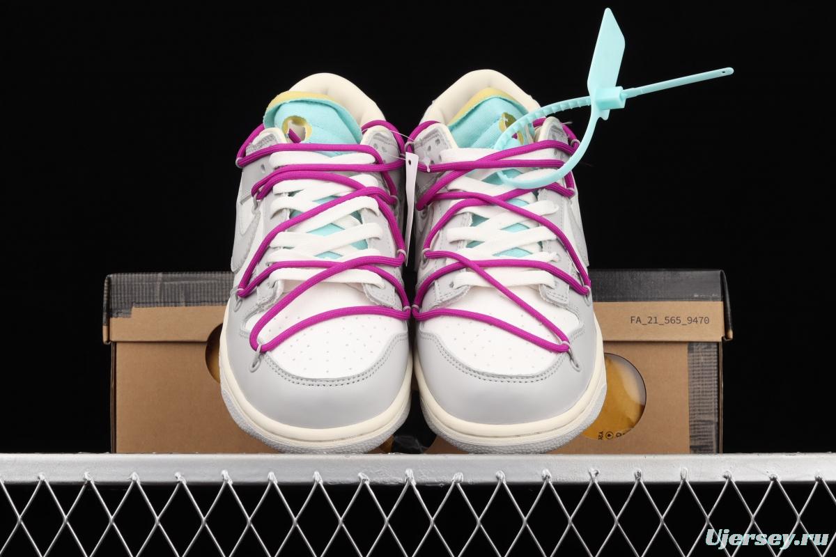 OFF-White x NIKE DUNK Low 04 of 50 OW white gray leisure sports skateboard shoes DM1602-100