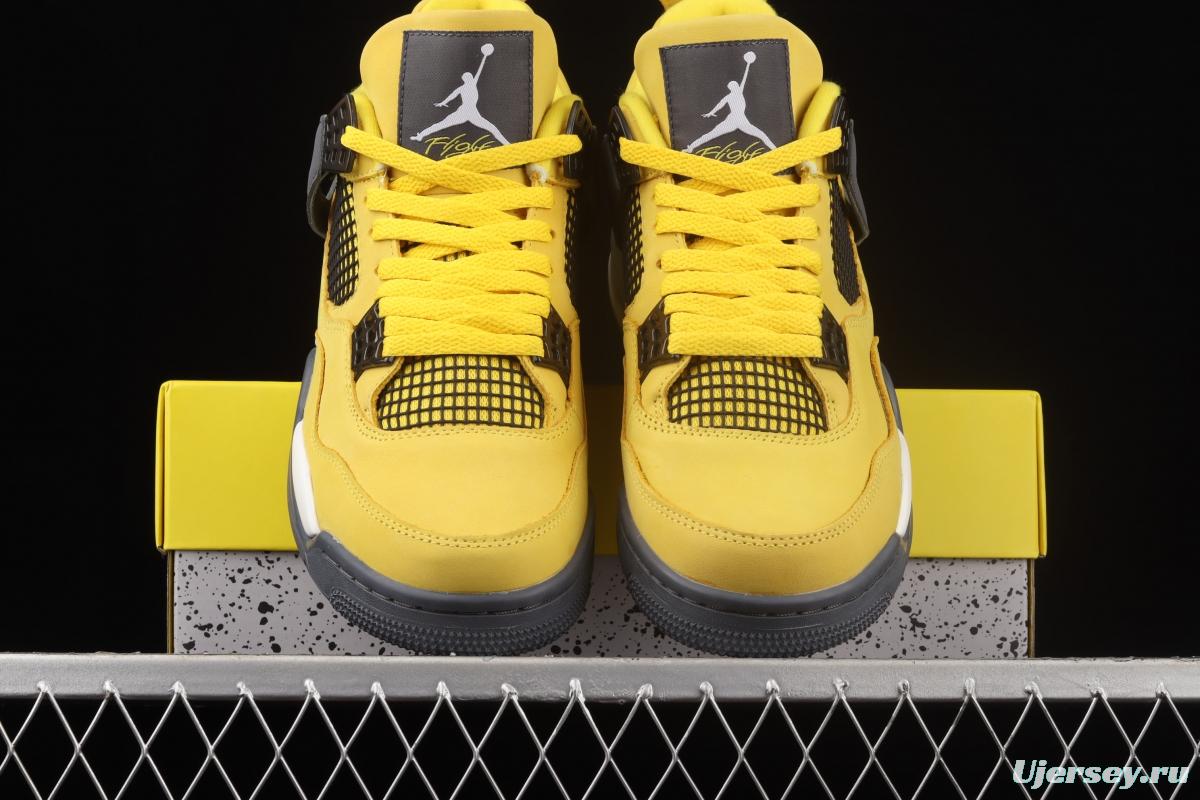 Air Jordan 4 Lightning repeated engraving of white and yellow electric masterbatch basketball shoes CT8527-700