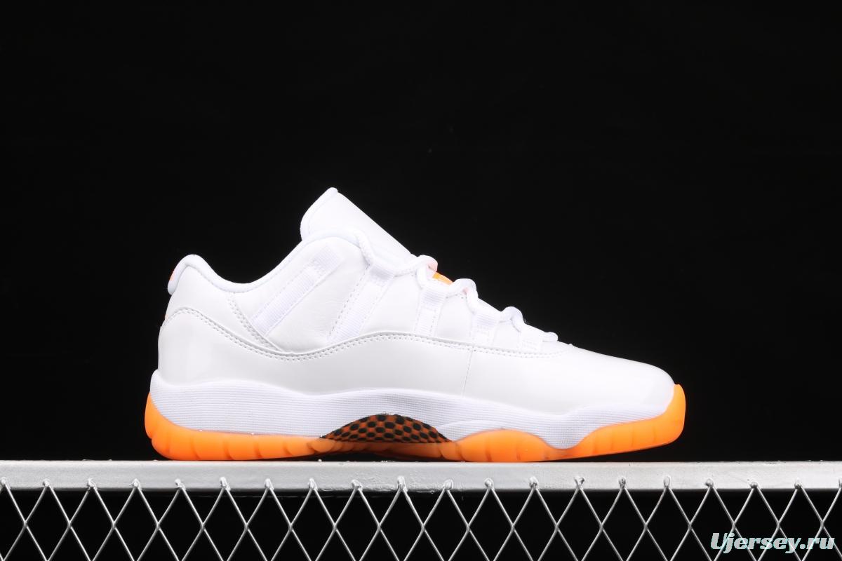 Air Jordan 11 Bright Citus 11 White Orange low Top Basketball shoes AH7860-139