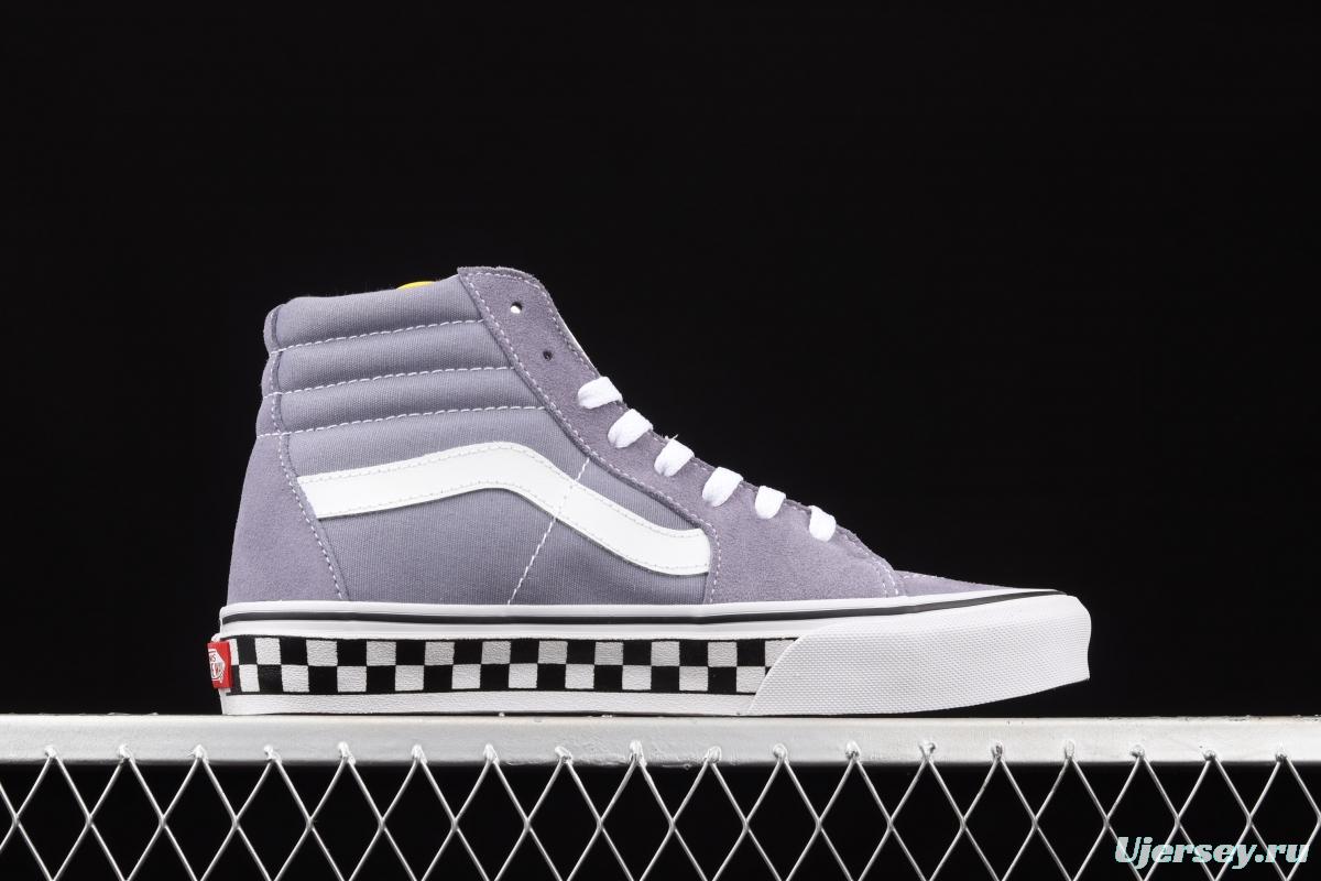 Vans SK8-Hi grey checkerboard classic series of high-top casual board shoes VN0A4U3C2RM