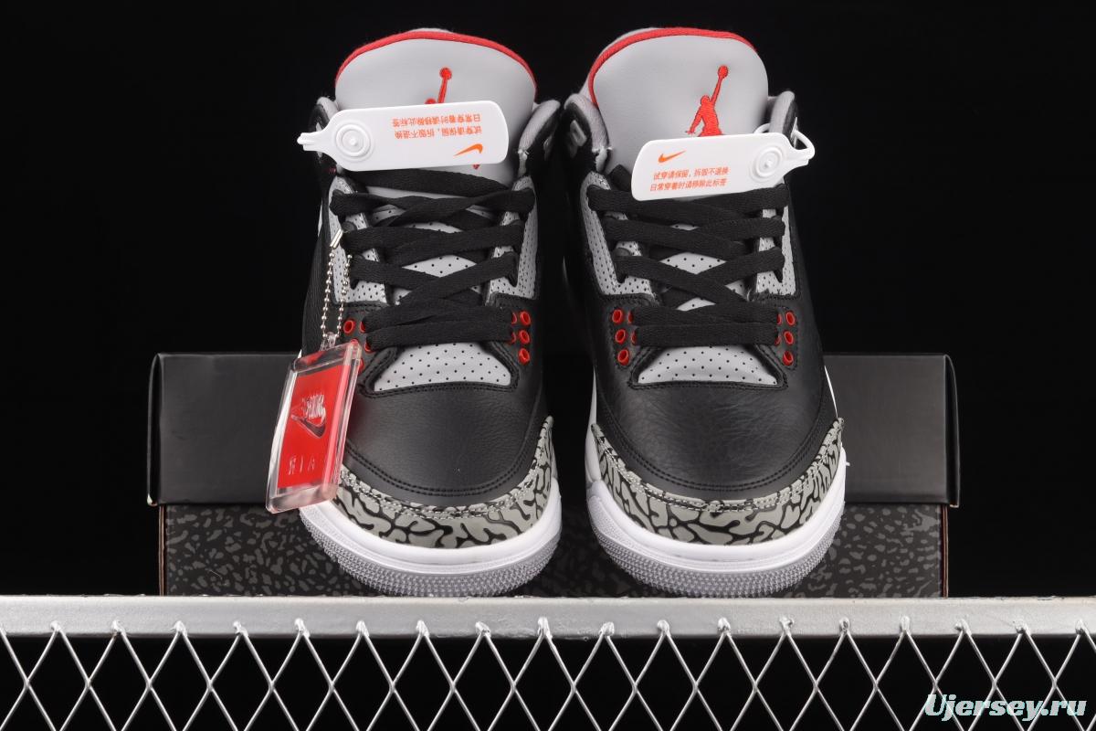 Air Jordan 3 Retro Black Cement (2018) AJ3 Joe 3 re-engraved black cement 854262-001