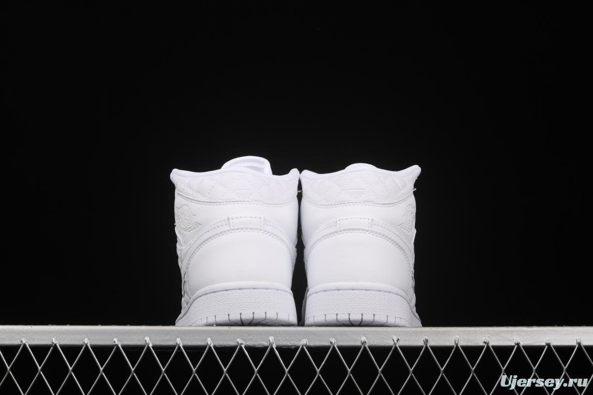 Air Jordan 1 Mid Quilted White Little Chanel Leisure Sport Board shoes DB6078-100