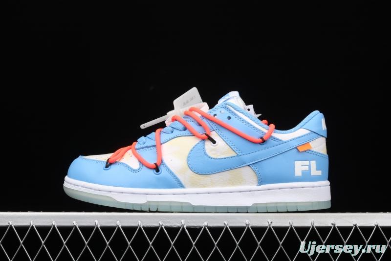 OFF-White x Futura x DUNK OW Coast joint model North Carolina blue color retro skateboard shoes DD0856-403